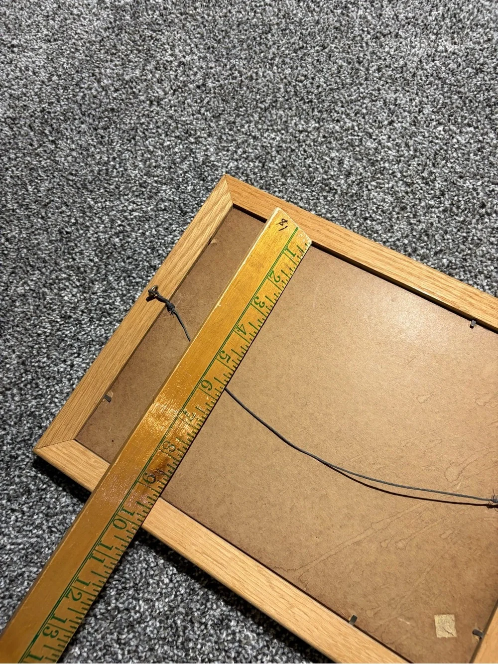 Vintage Solid Oak Wood Picture Frame with Beige Mat 9x12
